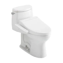 TOTO WASHLET+ UltraMax II 1G One-Piece Elongated 1.0 GPF Toilet and WASHLET+ C2 Bidet Seat, Cotton White, Vitreous China|Plastic, MW6043074CUFG#01