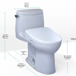 TOTO WASHLET+ UltraMax II 1G One-Piece Elongated 1.0 GPF Toilet and WASHLET+ S7 Contemporary Bidet Seat, Cotton White, Vitreous China|Plastic, MW6044726CUFG#01