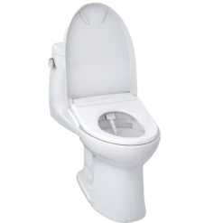 TOTO WASHLET+ UltraMax II One-Piece Elongated 1.28 GPF Toilet and WASHLET+ S7A Contemporary Bidet Seat, Cotton White, Vitreous China|Plastic, MW6044736CEFG#01