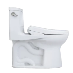 TOTO WASHLET+ UltraMax II One-Piece Elongated 1.28 GPF Toilet and WASHLET+ S7A Contemporary Bidet Seat, Cotton White, Vitreous China|Plastic, MW6044736CEFG#01