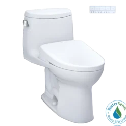 TOTO WASHLET+ UltraMax II One-Piece Elongated 1.28 GPF Toilet and WASHLET+ S7 Contemporary Bidet Seat, Cotton White, Vitreous China|Plastic, MW6044726CEFG#01