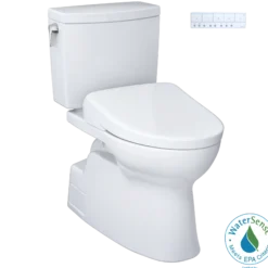 TOTO WASHLET+ Vespin II 1G Two-Piece Elongated 1.0 GPF Toilet and WASHLET+ S7 Contemporary Bidet Seat, Cotton White, Vitreous China|Plastic, MW4744726CUFG#01