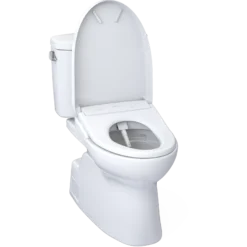 TOTO WASHLET+ Vespin II Two-Piece Elongated 1.28 GPF Toilet and WASHLET+ S7 Contemporary Bidet Seat, Cotton White, Vitreous China|Plastic, MW4744726CEFG#01