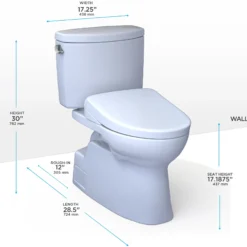 TOTO WASHLET+ Vespin II Two-Piece Elongated 1.28 GPF Toilet and WASHLET+ S7 Contemporary Bidet Seat, Cotton White, Vitreous China|Plastic, MW4744726CEFG#01
