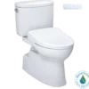 TOTO WASHLET+ Vespin II Two-Piece Elongated 1.28 GPF Toilet with Auto Flush WASHLET+ S7 Contemporary Bidet Seat, Cotton White, Vitreous China|Plastic, MW4744726CEFGA#01