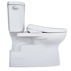 TOTO WASHLET+ Vespin II Two-Piece Elongated 1.28 GPF Toilet with Auto Flush WASHLET+ S7 Contemporary Bidet Seat, Cotton White, Vitreous China|Plastic, MW4744726CEFGA#01
