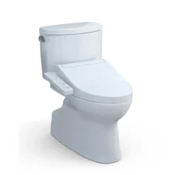 TOTO WASHLET+ Vespin II Two-Piece Elongated 1.28 GPF Toilet and WASHLET+ C2 Bidet Seat, Cotton White, Vitreous China|Plastic, MW4743074CEFG#01