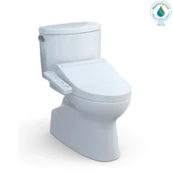 TOTO WASHLET+ Vespin II Two-Piece Elongated 1.28 GPF Toilet and WASHLET+ C2 Bidet Seat, Cotton White, Vitreous China|Plastic, MW4743074CEFG#01