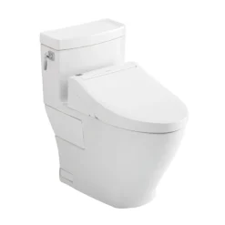 TOTOWASHLET+ Aimes One-Piece Elongated 1.28 GPF Toilet and WASHLET C5 Bidet Seat, Cotton White, Vitreous China|Plastic, MW6263084CEFG#01