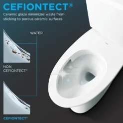 TOTOWASHLET+ Aimes One-Piece Elongated 1.28 GPF Toilet and WASHLET C5 Bidet Seat, Cotton White, Vitreous China|Plastic, MW6263084CEFG#01