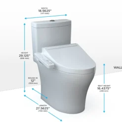 TOTOWASHLET+ Aquia IV Two-Piece Elongated Dual Flush 1.28 and 0.9 GPF Toilet and WASHLET C2 Bidet Seat, Cotton White, Vitreous China|Plastic, MW4463074CEMGN#01