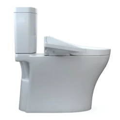TOTOWASHLET+ Aquia IV Two-Piece Elongated Dual Flush 1.28 and 0.9 GPF Toilet and WASHLET C2 Bidet Seat, Cotton White, Vitreous China|Plastic, MW4463074CEMGN#01