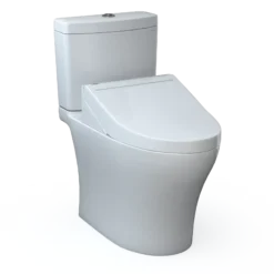 TOTOWASHLET+ Aquia IV Two-Piece Elongated Dual Flush 1.28 and 0.9 GPF Toilet and WASHLET C5 Bidet Seat, Cotton White, Vitreous China|Plastic, MW4463084CEMGN#01