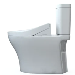 TOTOWASHLET+ Aquia IV Two-Piece Elongated Dual Flush 1.28 and 0.9 GPF Toilet and WASHLET C5 Bidet Seat, Cotton White, Vitreous China|Plastic, MW4463084CEMGN#01