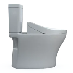 TOTOWASHLET+ Aquia IV Two-Piece Elongated Dual Flush 1.28 and 0.9 GPF Toilet and WASHLET C5 Bidet Seat, Cotton White, Vitreous China|Plastic, MW4463084CEMGN#01