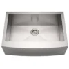 Whitehaus 30" Brushed Stainless Steel Single Bowl Farmhouse Apron Sink, 16 Gauge, WHNCMAP3021
