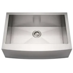 Whitehaus 30" Brushed Stainless Steel Single Bowl Farmhouse Apron Sink, 16 Gauge, WHNCMAP3021