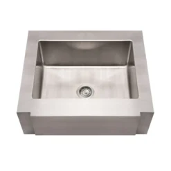Whitehaus 30" Brushed Stainless Steel Single Bowl Farmhouse Apron Sink, 16 Gauge, WHNCMAP3026
