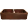 Whitehaus 36" Copper Double Bowl Farmhouse Apron Sink, WH3621COFCD-OCS