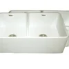 Whitehaus 33" Fireclay Double Bowl Farmhouse Apron Sink, Biscuit, WHFLPLN3318