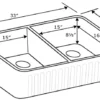 Whitehaus 33" Fireclay Double Bowl Farmhouse Apron Sink, Reversible, Biscuit, WHFLATN3318