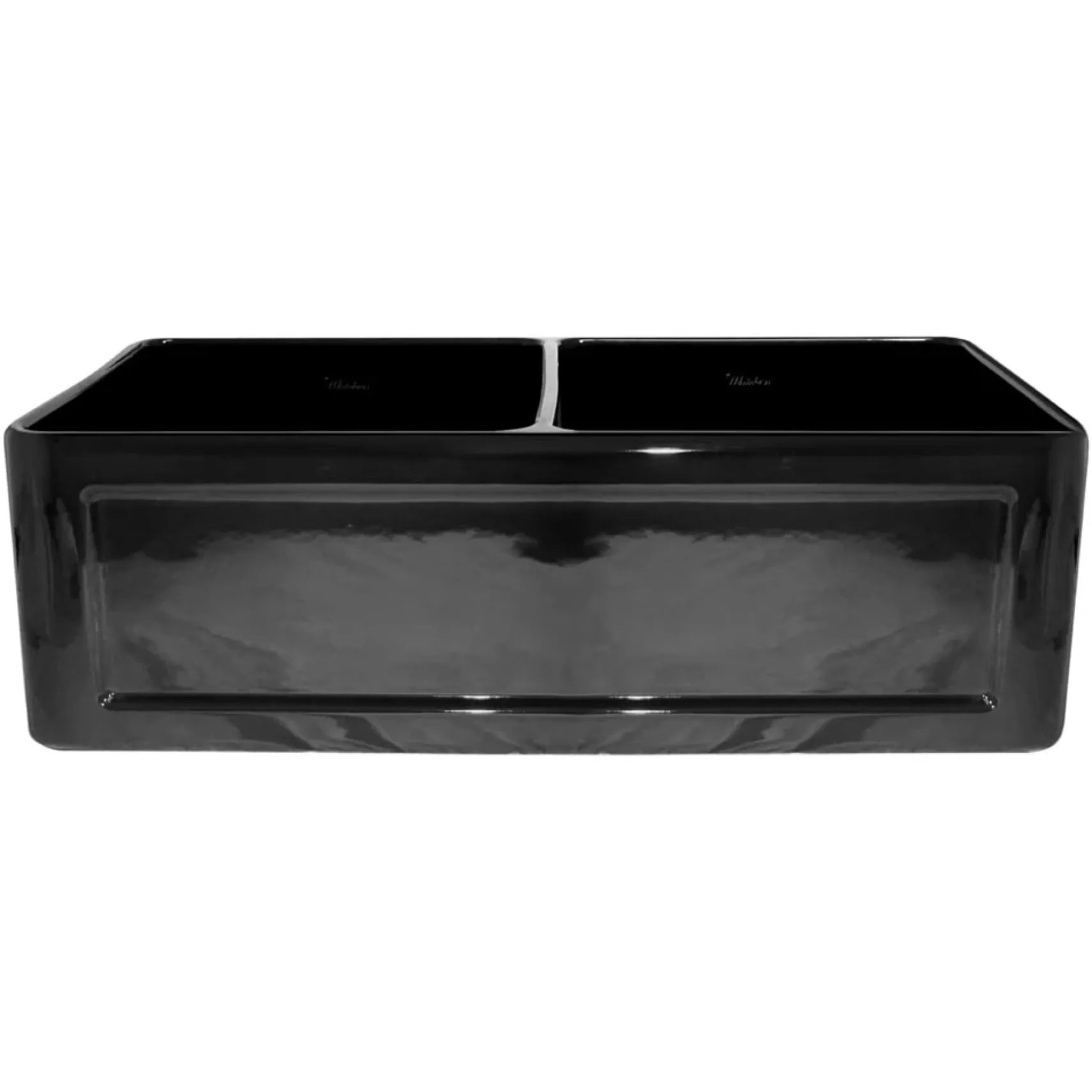 Whitehaus 33" Fireclay Double Bowl Farmhouse Apron Sink, Reversible, Black, WHFLCON3318