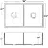Whitehaus 33'' Fireclay Double Bowl Farmhouse Apron Sink, Blue, WHQDB332