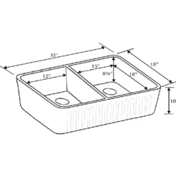 Whitehaus 33" Fireclay Double Bowl Farmhouse Apron Sink, Reversible, White, WHFLCON3318