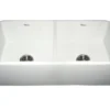 Whitehaus 36" Fireclay Double Bowl Farmhouse Apron Sink, White, WH3719