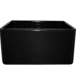 Whitehaus 20" Fireclay Farmhouse Apron Sink, Reversible, Black, WHFLPLN2018