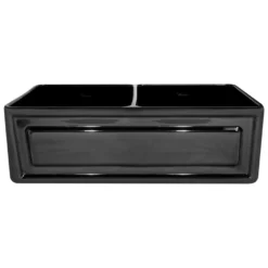 Whitehaus 33" Fireclay Farmhouse Apron Sink, Reversible, Black, WHFLRPL3318