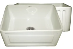 Whitehaus 24" Fireclay Farmhouse Apron Sink, Biscuit, WHFLRPL2418