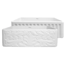 Whitehaus 30" Fireclay Farmhouse Sink, Single Bowl, White, WHFLGO3018