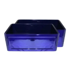 Whitehaus 27" Fireclay Farmhouse Apron Sink, Reversible, Blue, WHPLCON2719