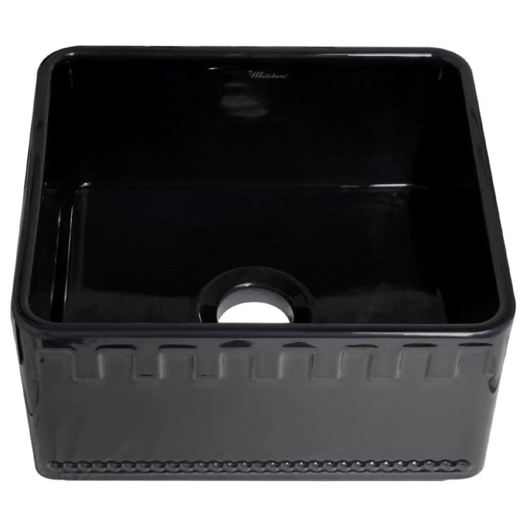 Whitehaus 20" Fireclay Single Bowl Farmhouse Apron Sink, Reversible, Black, WHFLATN2018