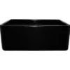 Whitehaus 24" Fireclay Single Bowl Farmhouse Apron Sink, Reversible, Black, WHFLPLN2418