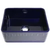 Whitehaus 24" Fireclay Single Bowl Farmhouse Apron Sink, Reversible, Blue, WHFLATN2418