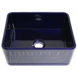 Whitehaus 24" Fireclay Single Bowl Farmhouse Apron Sink, Reversible, Blue, WHFLATN2418