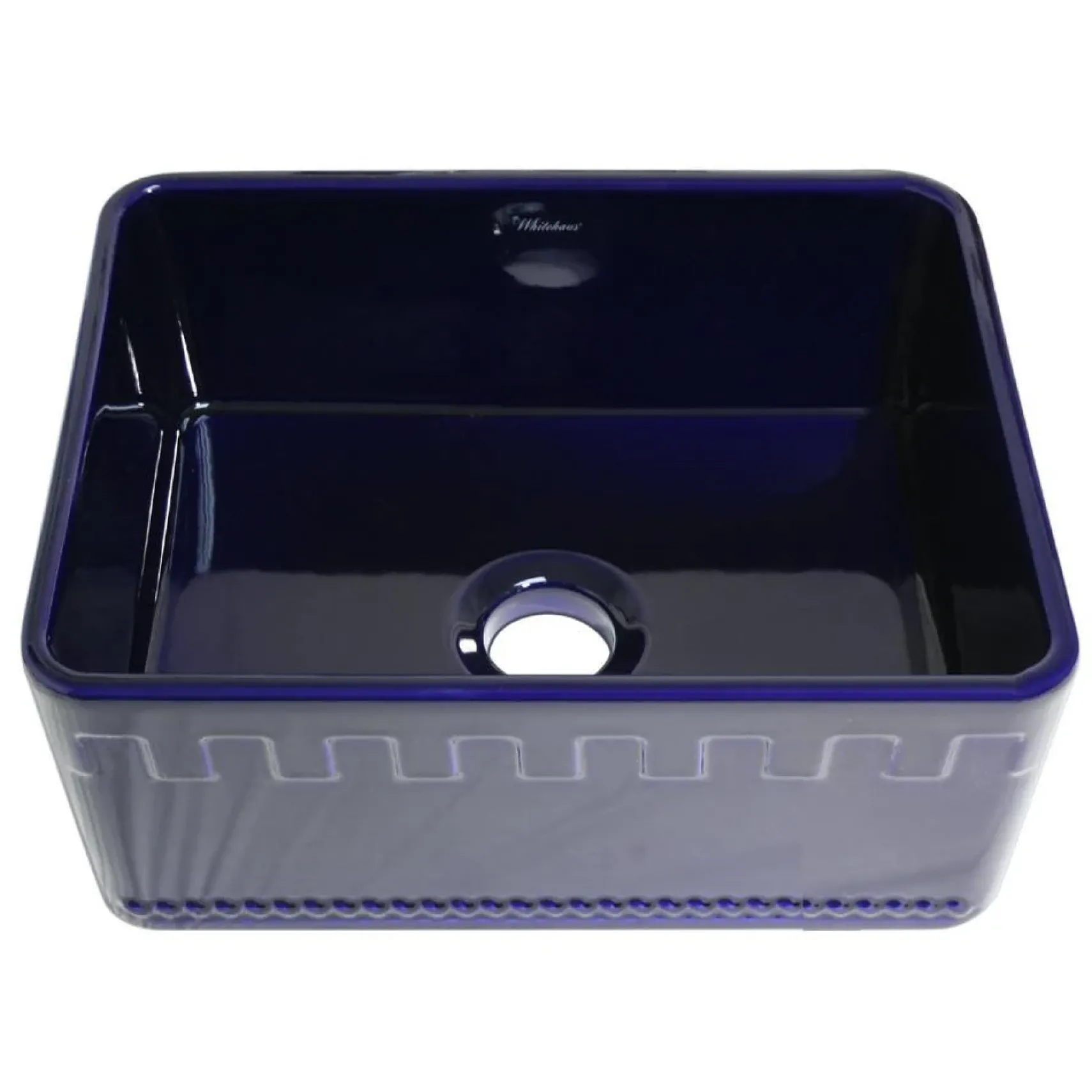 Whitehaus 24" Fireclay Single Bowl Farmhouse Apron Sink, Reversible, Blue, WHFLATN2418