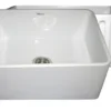 Whitehaus 24" Fireclay Single Bowl Farmhouse Apron Sink, Reversible, White, WHFLPLN2418