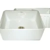 Whitehaus 24" Fireclay Single Bowl Farmhouse Apron Sink, Reversible, Biscuit, WHFLPLN2418