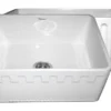Whitehaus 24" Fireclay Single Bowl Farmhouse Apron Sink, Reversible, White, WHFLATN2418