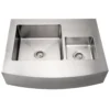Whitehaus 36" Stainless Steel Double Bowl Farmhouse Apron Sink, 16 Gauge, WHNCMDAP3629