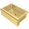 Whitehaus 30" Stainless Steel Farmhouse Apron Sink Kit, Brass, WHNPL3020-B