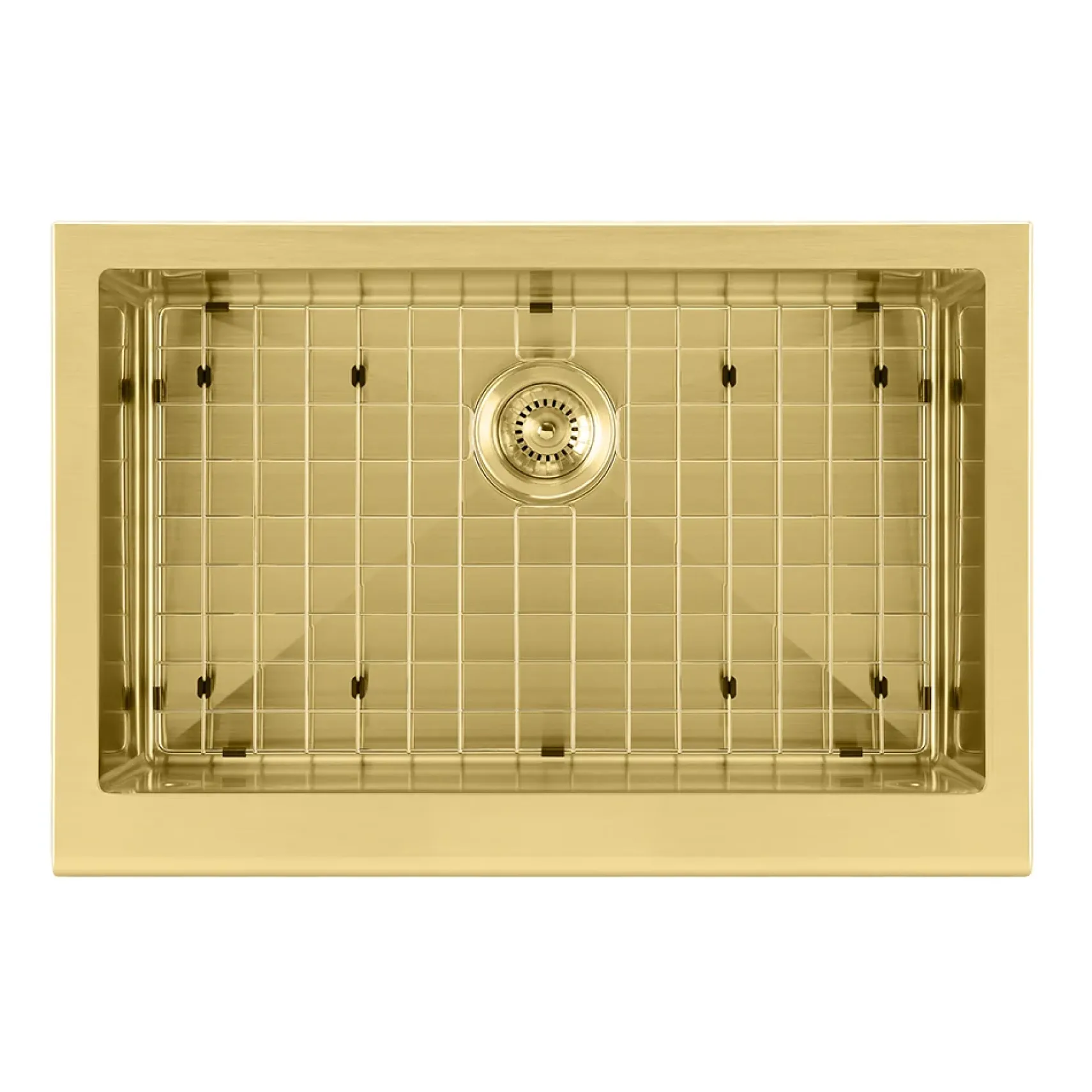 Whitehaus 30" Stainless Steel Farmhouse Apron Sink Kit, Brass, WHNPL3020-B