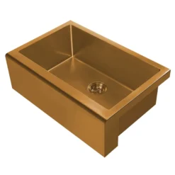 Whitehaus 30" Stainless Steel Farmhouse Apron Sink Kit, Copper, WHNPL3020-CO